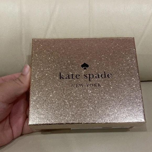 NWT Kate Spade Gold Sparkle Glitter Glimmer Boxed Small Slim Card Holder Wallet - Picture 13 of 15